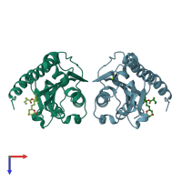 PDB entry 7kc6 coloured by chain, top view.