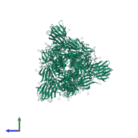 Spike glycoprotein in PDB entry 7kdl, assembly 1, side view.