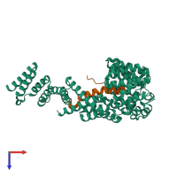 PDB entry 7kdt coloured by chain, top view.