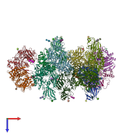 PDB entry 7kdv coloured by chain, top view.