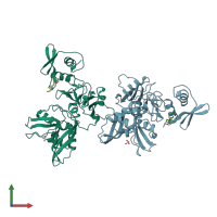 PDB entry 7keh coloured by chain, front view.
