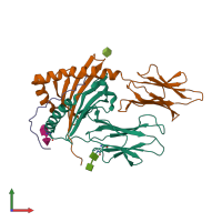 PDB entry 7kei coloured by chain, front view.