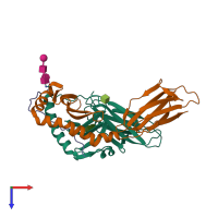 PDB entry 7kei coloured by chain, top view.