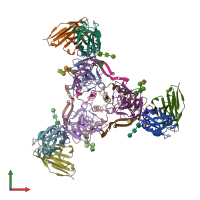 PDB entry 7kex coloured by chain, front view.