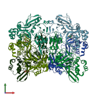 PDB entry 7kf4 coloured by chain, front view.