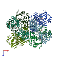PDB entry 7kf4 coloured by chain, top view.
