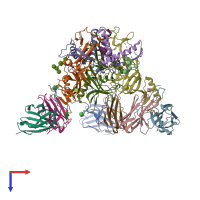 PDB entry 7kf9 coloured by chain, top view.