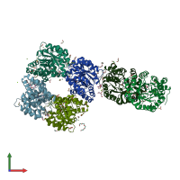 PDB entry 7kg2 coloured by chain, front view.