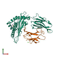 PDB entry 7kgq coloured by chain, front view.