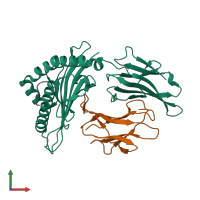 PDB entry 7kgr coloured by chain, front view.