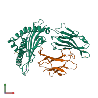 PDB entry 7kgt coloured by chain, front view.