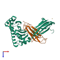 PDB entry 7kgt coloured by chain, top view.