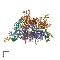 PDB entry 7khc coloured by chain, top view.