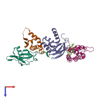 PDB entry 7khh coloured by chain, top view.