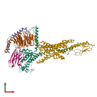 PDB entry 7ki0 coloured by chain, front view.