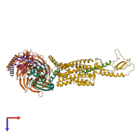 PDB entry 7ki0 coloured by chain, top view.