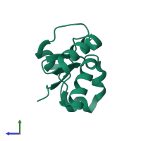 PDB entry 7kih coloured by chain, side view.