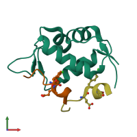 PDB entry 7kjn coloured by chain, front view.