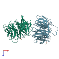 PDB entry 7klj coloured by chain, top view.