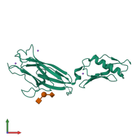 PDB entry 7kmj coloured by chain, front view.