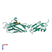 PDB entry 7kmj coloured by chain, top view.