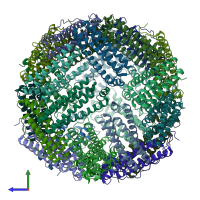 PDB entry 7kod coloured by chain, side view.