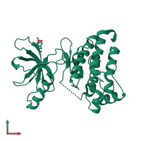 PDB entry 7kpl coloured by chain, front view.