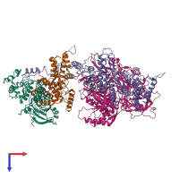 PDB entry 7kpv coloured by chain, top view.