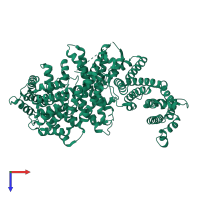 PDB entry 7kpw coloured by chain, top view.