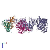 PDB entry 7kpx coloured by chain, top view.