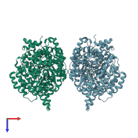 PDB entry 7kq4 coloured by chain, top view.