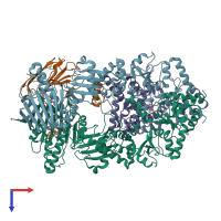 PDB entry 7krj coloured by chain, top view.