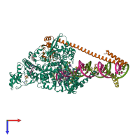 PDB entry 7krp coloured by chain, top view.