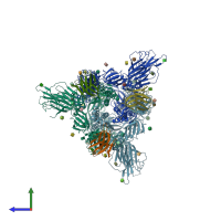 PDB entry 7ksg coloured by chain, side view.