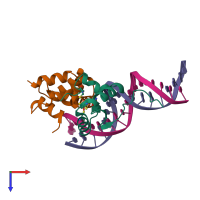 PDB entry 7kuf coloured by chain, top view.