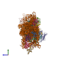 PDB entry 7kwg coloured by chain, side view.