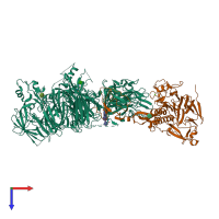 PDB entry 7kwo coloured by chain, top view.