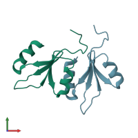 PDB entry 7kwt coloured by chain, front view.