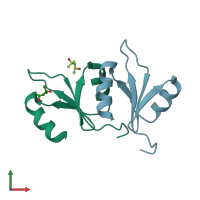 PDB entry 7kww coloured by chain, front view.