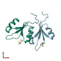 PDB entry 7kwy coloured by chain, front view.
