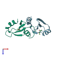 PDB entry 7kwy coloured by chain, top view.