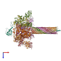 PDB entry 7kxr coloured by chain, top view.