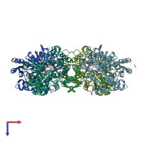 PDB entry 7kz3 coloured by chain, top view.