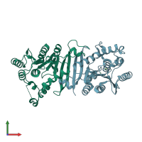 PDB entry 7l0a coloured by chain, front view.