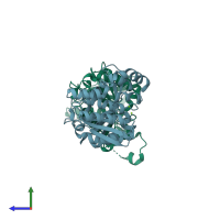 PDB entry 7l0a coloured by chain, side view.