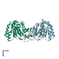 PDB entry 7l0a coloured by chain, top view.