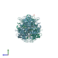 PDB entry 7l0e coloured by chain, side view.