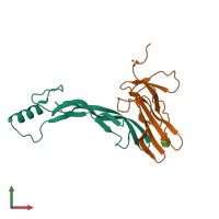 PDB entry 7l0j coloured by chain, front view.