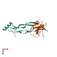 PDB entry 7l0j coloured by chain, top view.