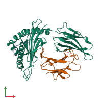 PDB entry 7l1b coloured by chain, front view.